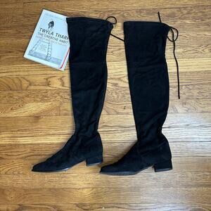 Jon Josef Black Suede Over the Knee Lace Up Boots